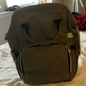 Large gray AFBP diaper bag, fits everything. Insulated, lots of compartments